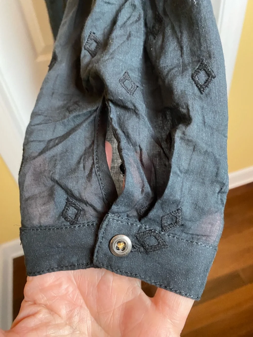 Anthropologie Pilcro Black Tunic Blouse Size M Oversized Tiered Peasant Boho - Picture 7 of 15